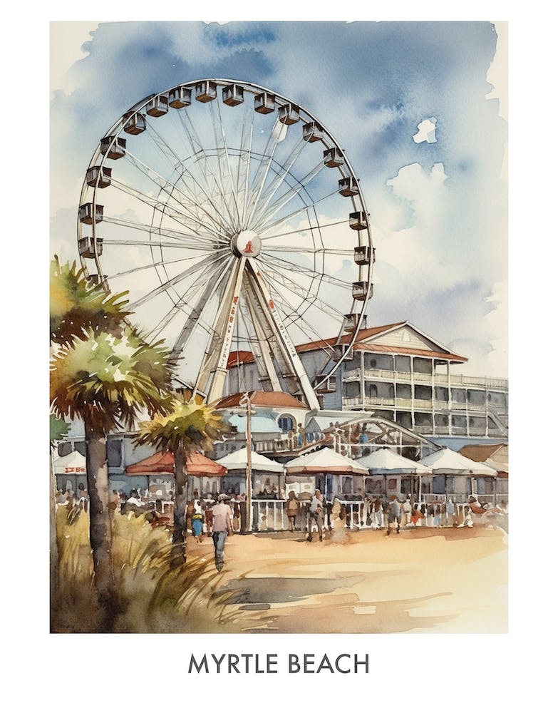 Myrtle Beach Watercolor 1travel Poster