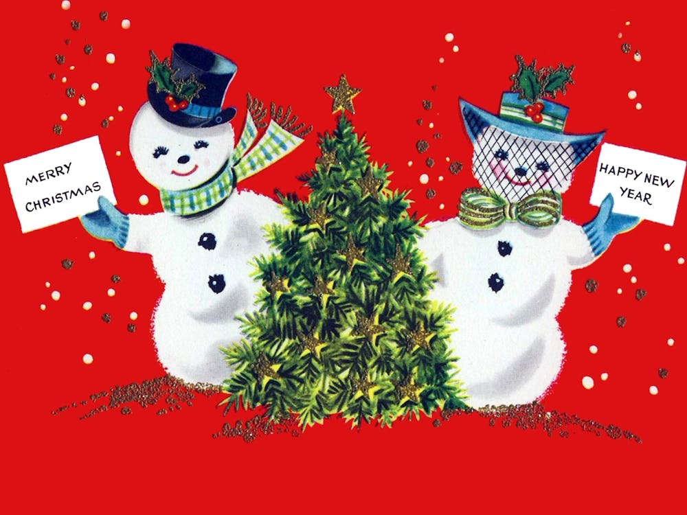 Marry Christmas And A Happy New Year From A Snowman Couple