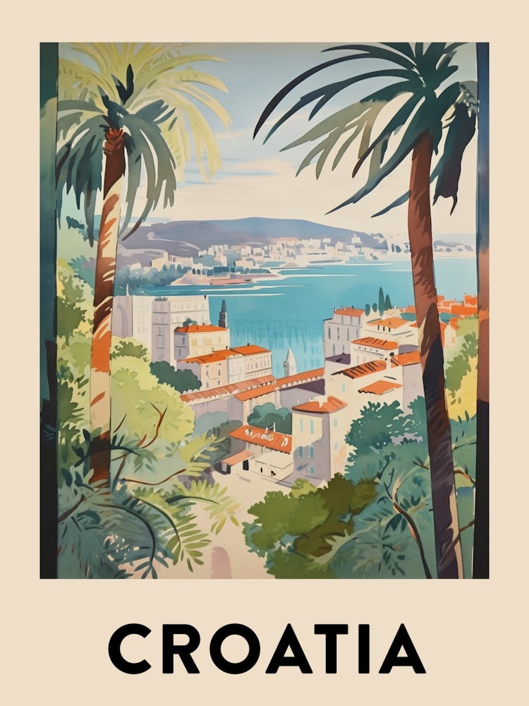 Kroatien 4 Vintage Reiseposter
