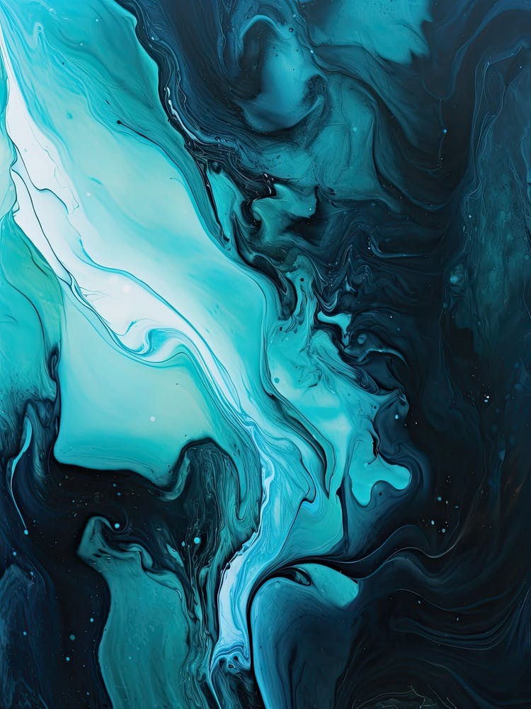 Peinture Abstraite Flux Sarcelle et Noir 2