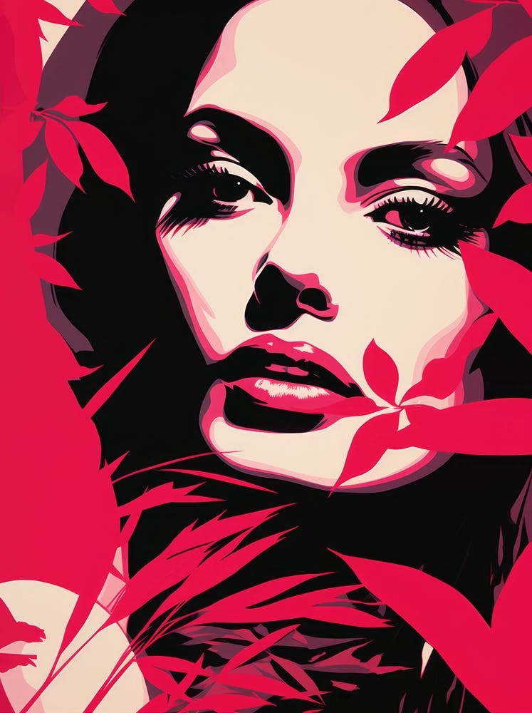 Woman In Red Leaves 1