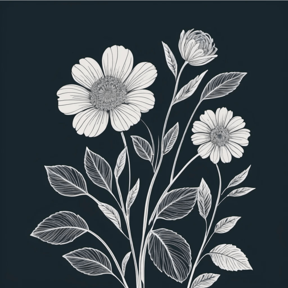 Flowers On A Black Background
