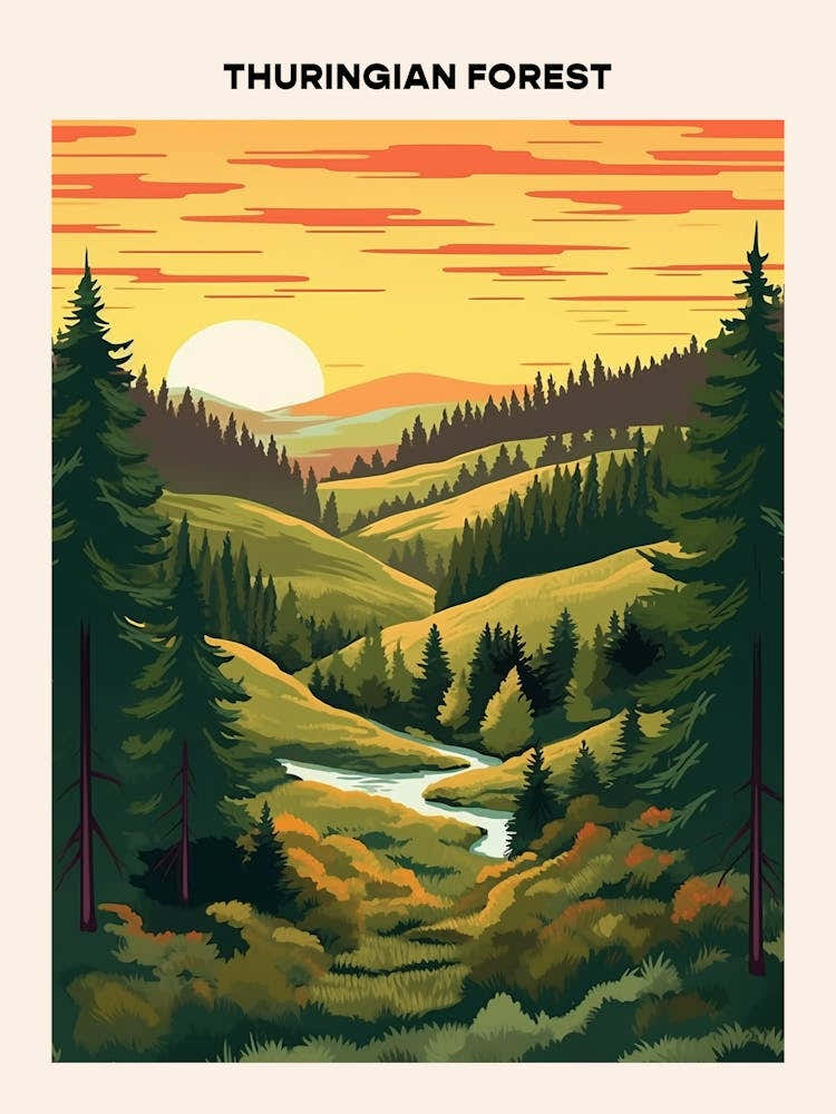 Thuringian Forest Midcentury Travel Poster