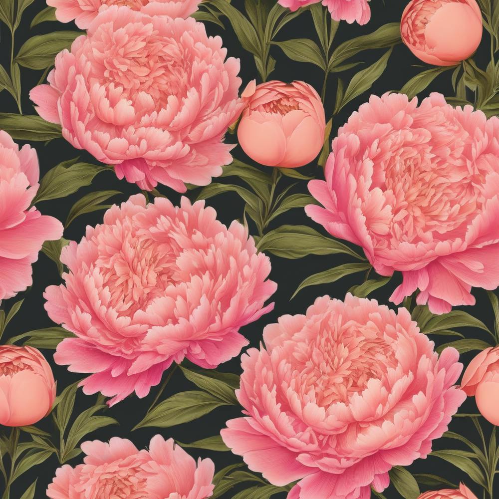 Peony with foliage