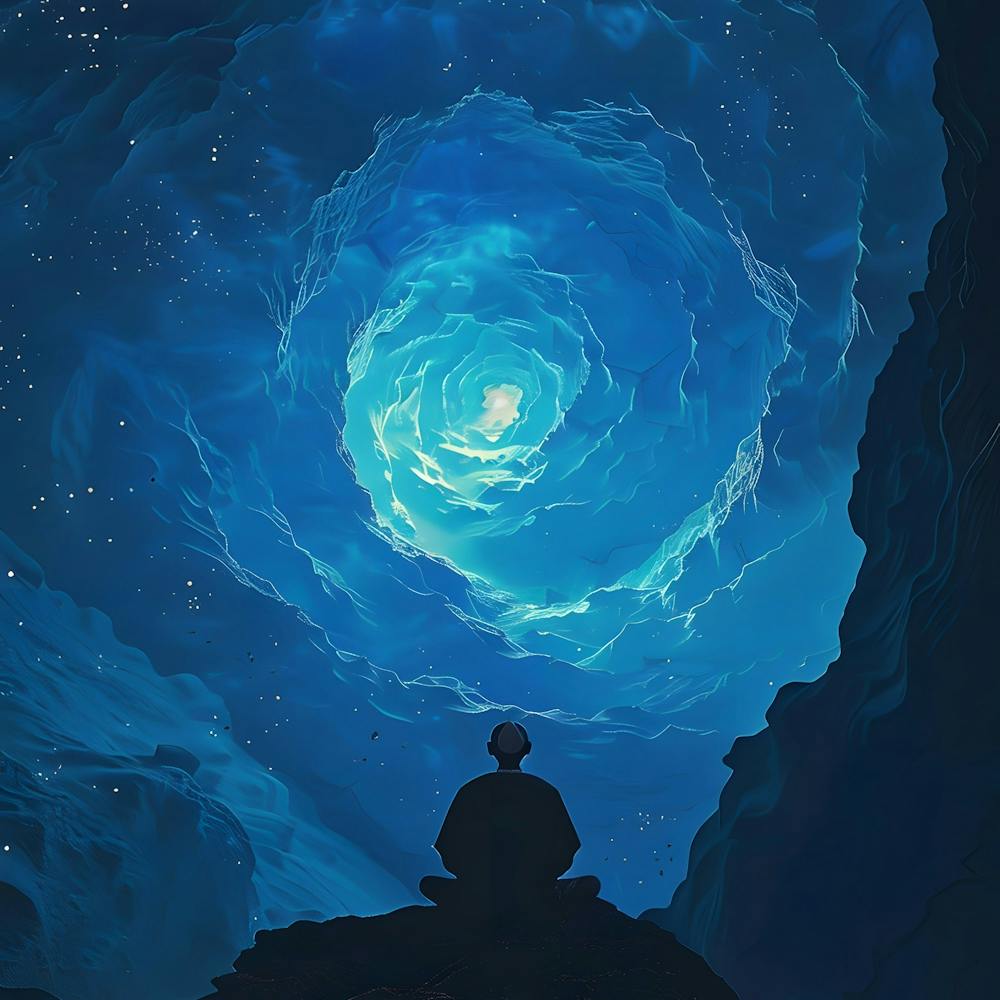 Meditating Man In Space