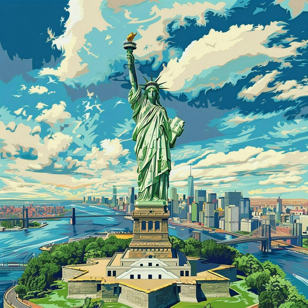 A Statue Of Liberty In New York Lofi Illustratio 1719922656 3