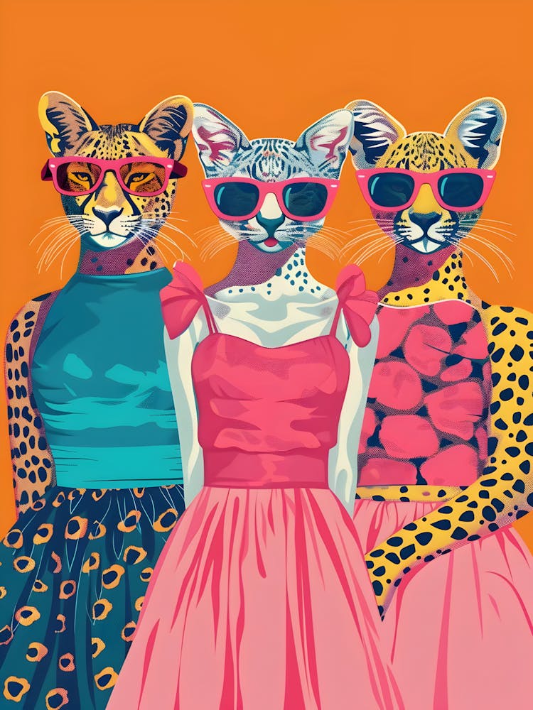 Three Cats In Sunglasses