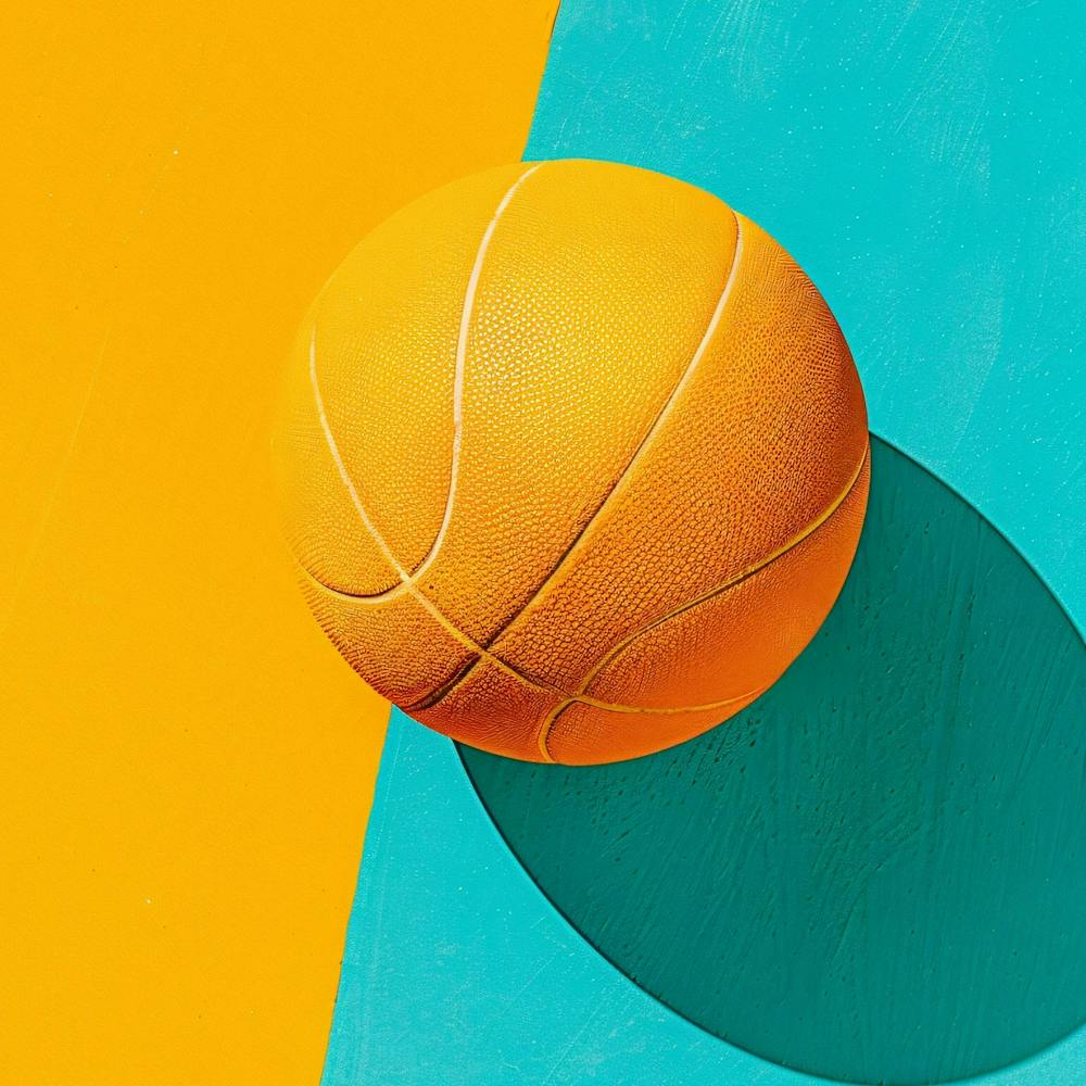 Basketball On A Blue And Yellow Background