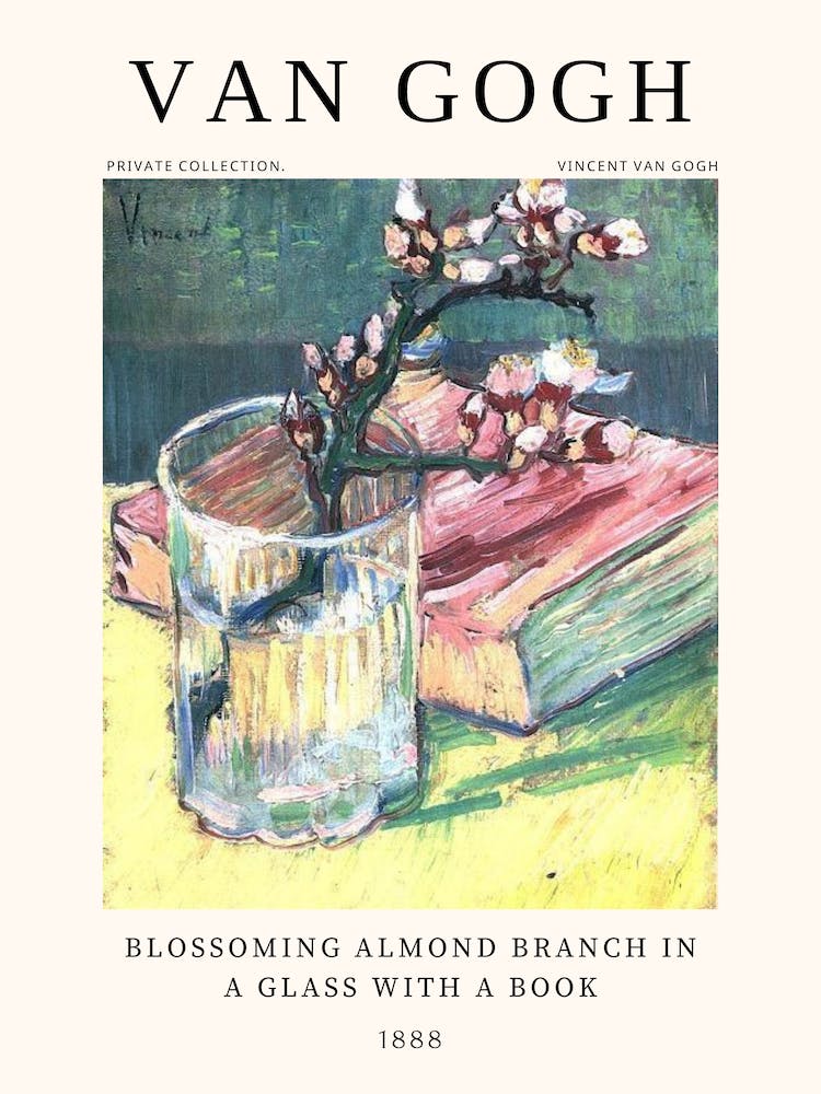 Blooming Almond Branch In A Glass With A Book, Van Gogh