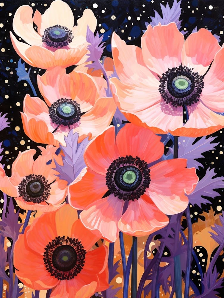 Surreal Florals Anemone 3 Flower Painting