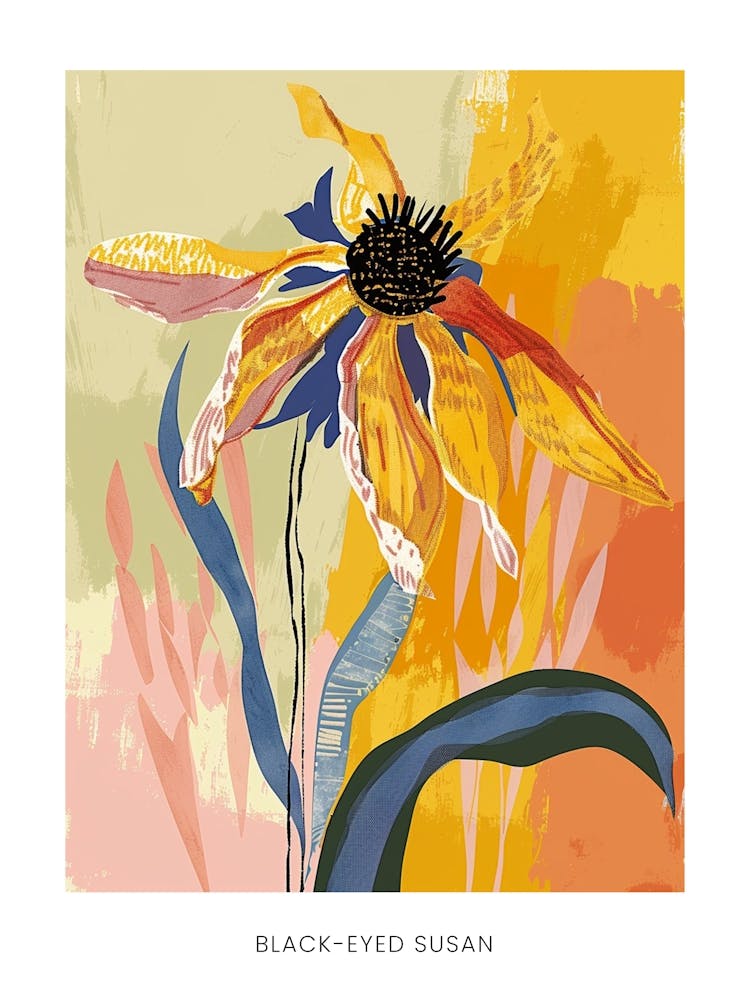 Bunte Blumenillustration Poster Schwarzäugige Susanne 2
