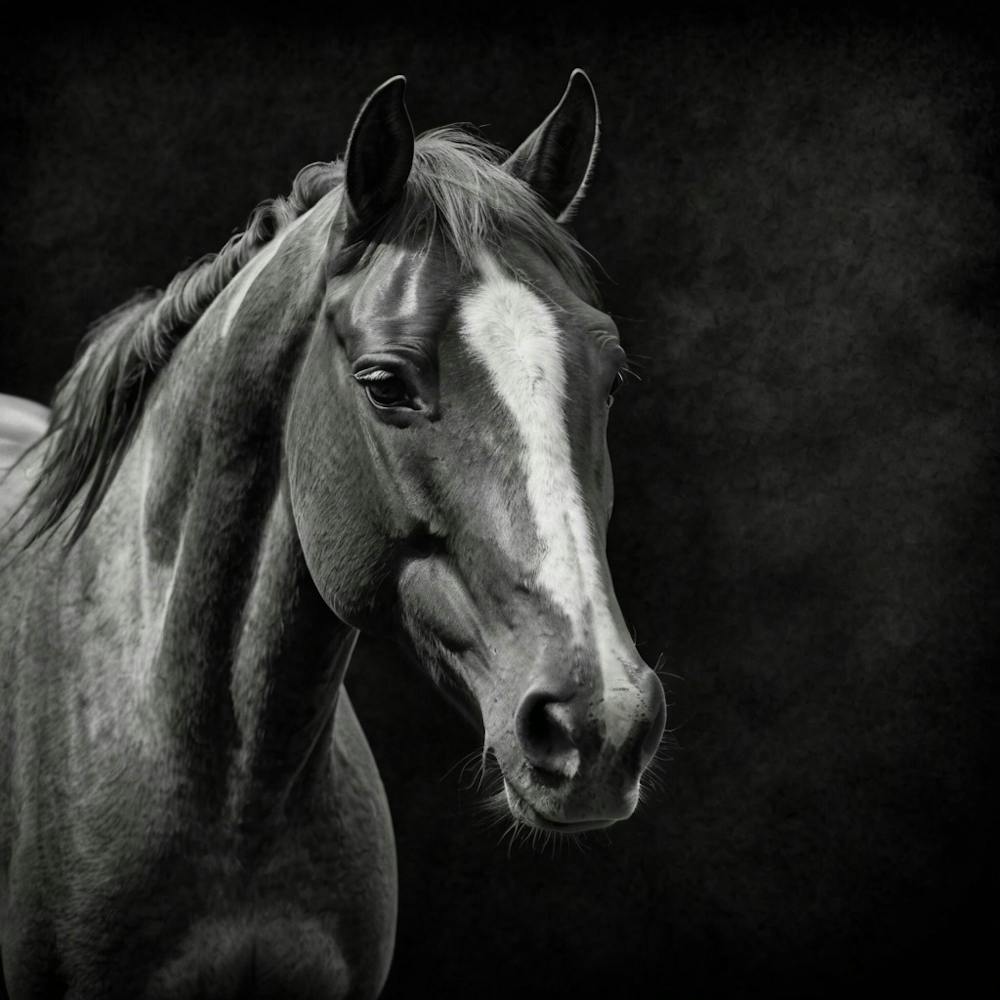 Black And White Horse Portrait