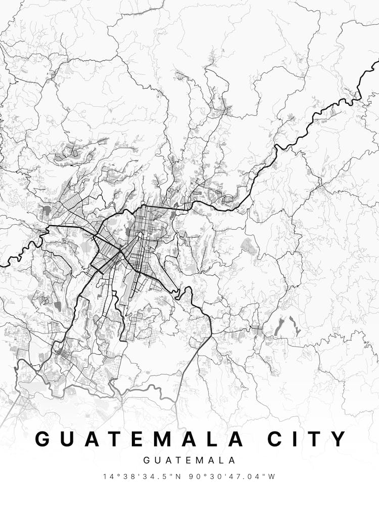 Guatemala City Guatemala White Map