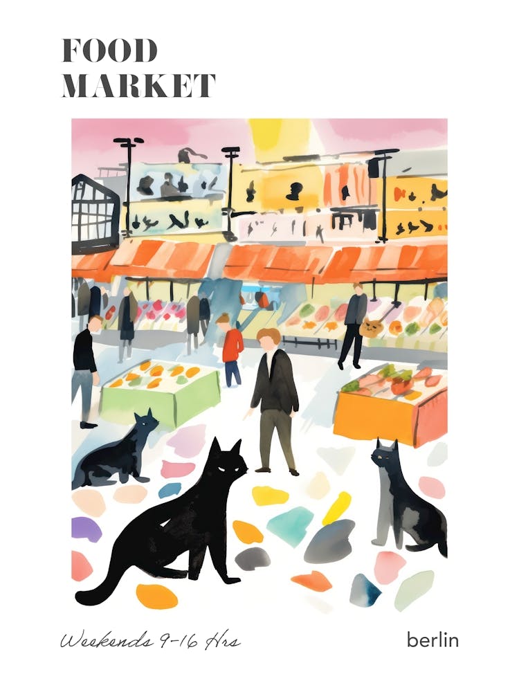 The Food Market In Berlin 2 Illustration Poster