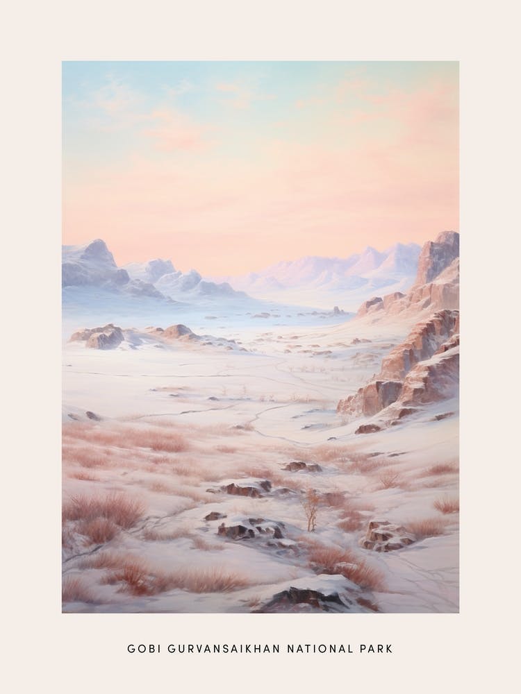 Dreamy Winter National Park Poster  Gobi Gurvansaikhan National Park Mongolia 2