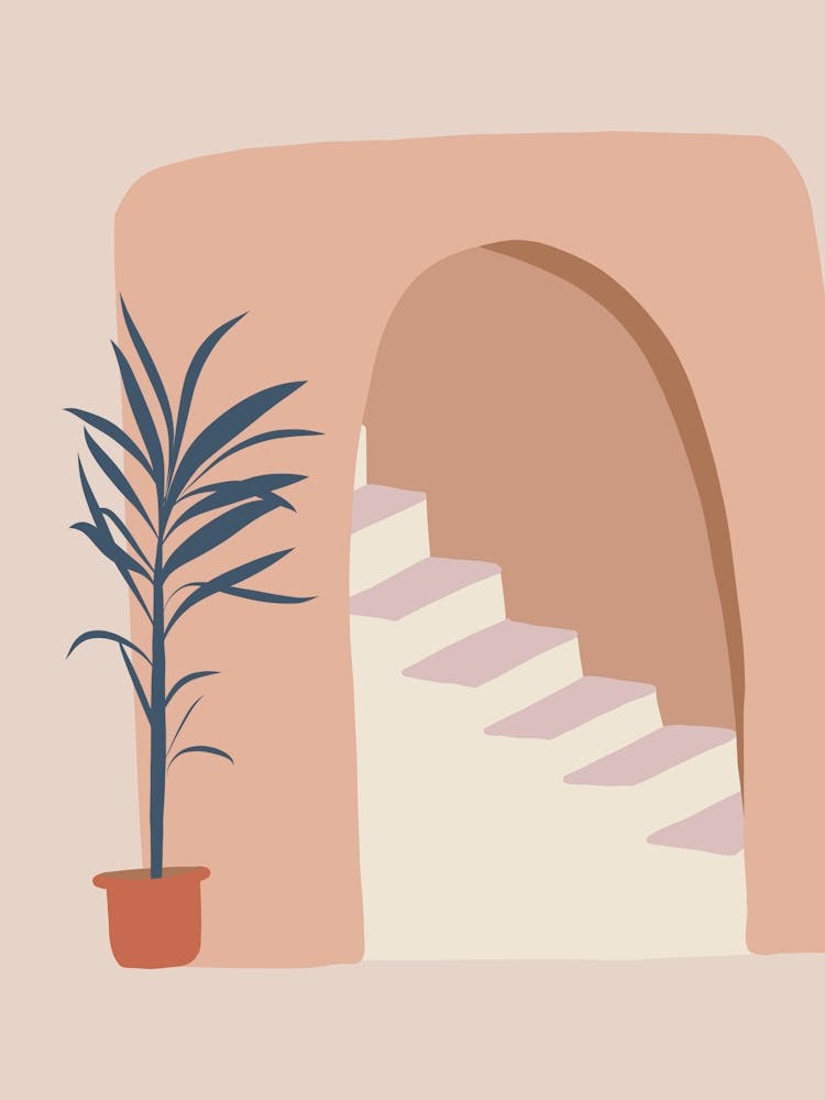 Stairway To Heaven. Egypt - boho travel pastel vector minimalist poster