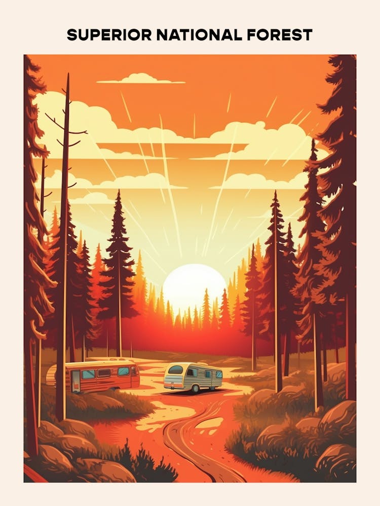 Superior National Forest Mid-Century Reiseposter