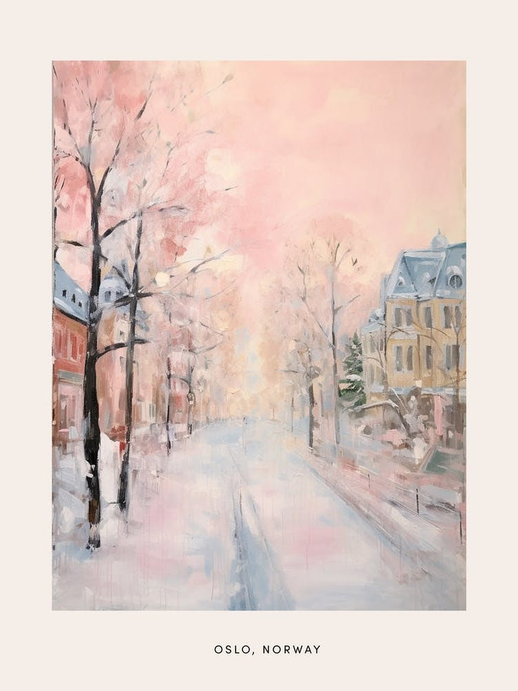 Dreamy Winter Painting Poster Oslo Norway 1