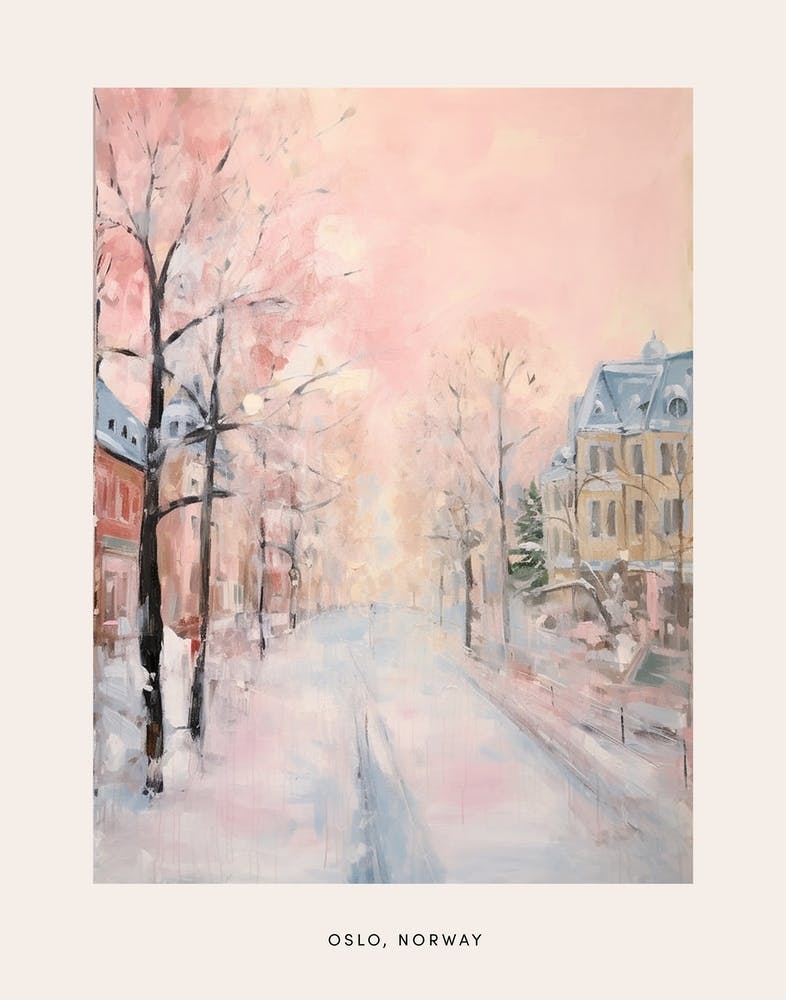 Dreamy Winter Painting Poster Oslo Norway 1
