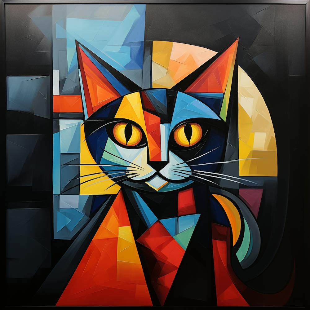 Geometric Whiskers: A Cubist Feline Perspective