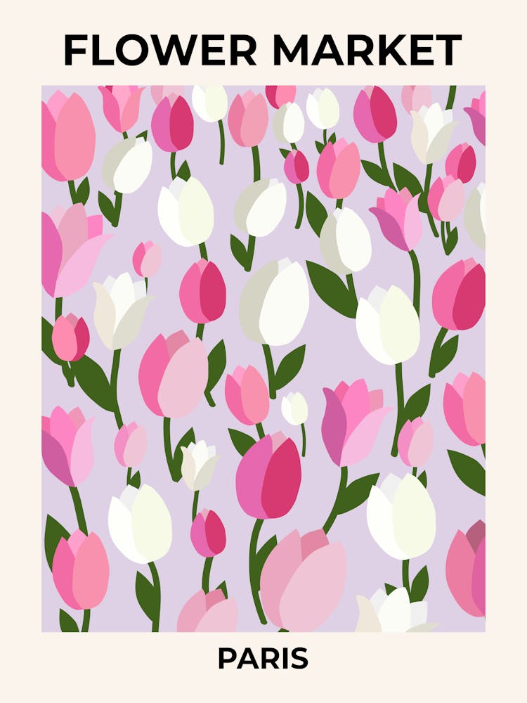 Flower Market Paris France Tulips Pink And Lilac