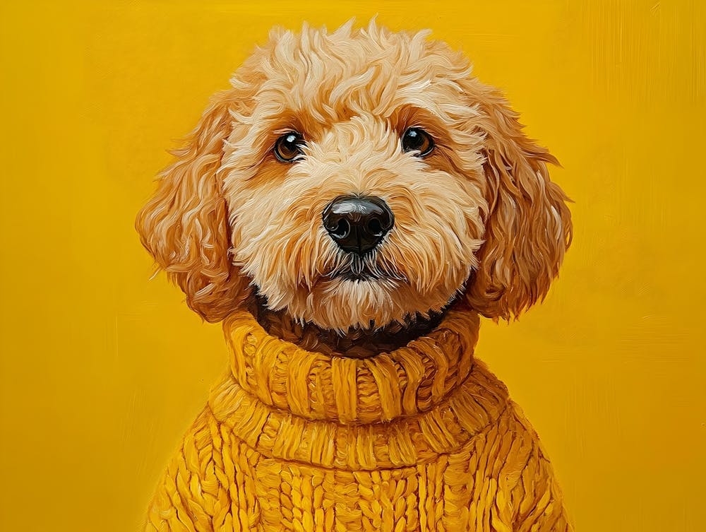 Goldendoodle Wearing Sweater 1
