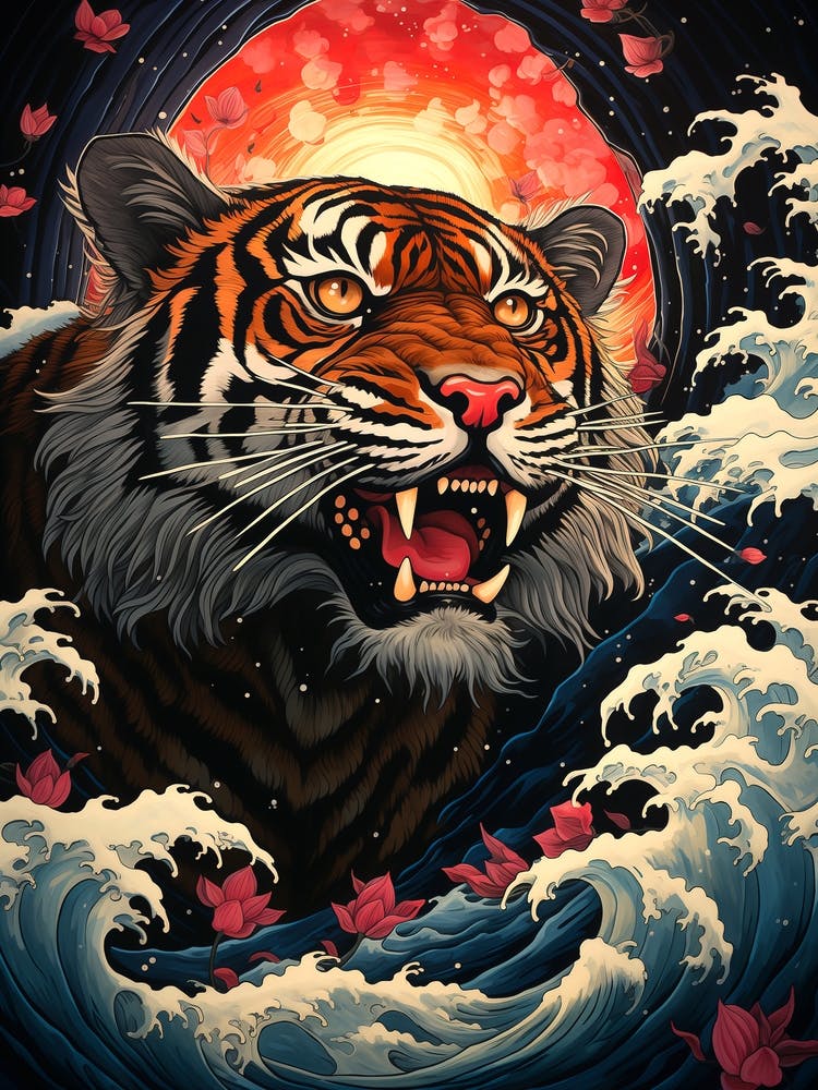 Tiger In The Waves