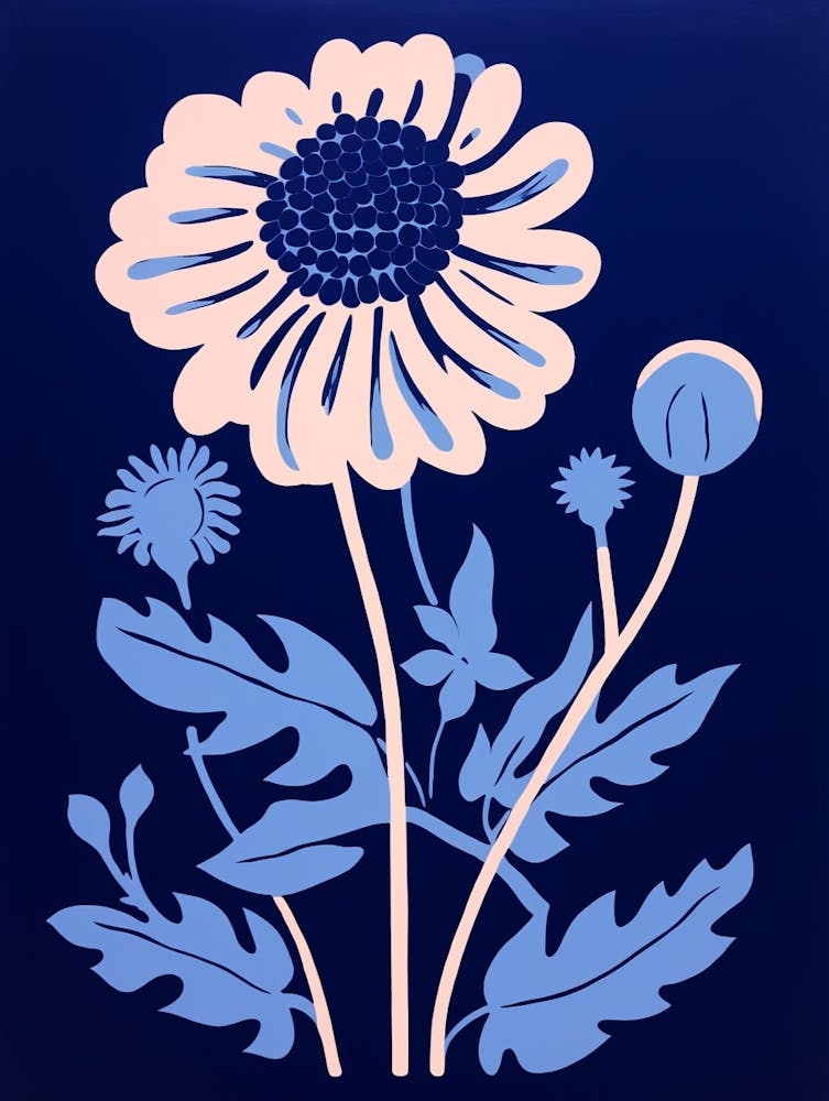 Blue Flower Illustration Chrysanthemum 4