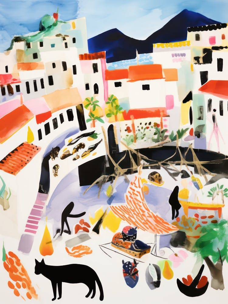 The Food Market In Positano 3 Illustration