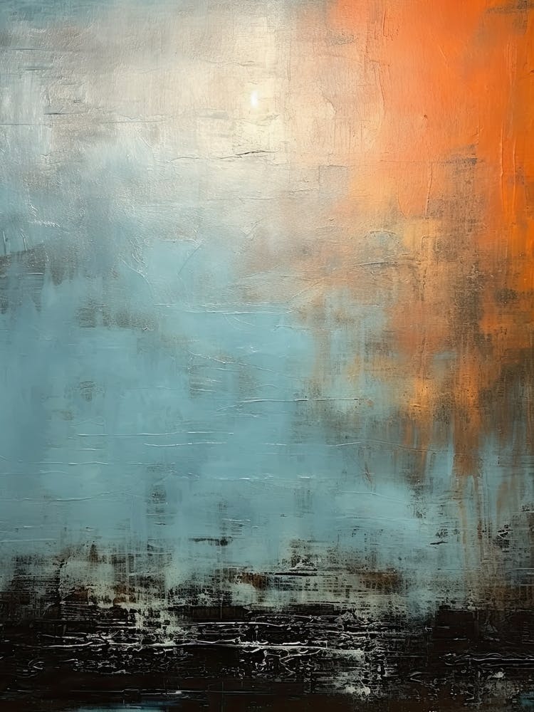 Orange And Teal Abstract Painting 3