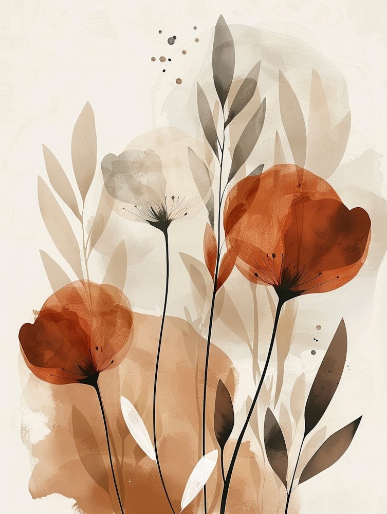 Blumen in Beige-, Braun- und Weißtönen, mit einfachen Formen in minimalistischem und elegantem Stil 9