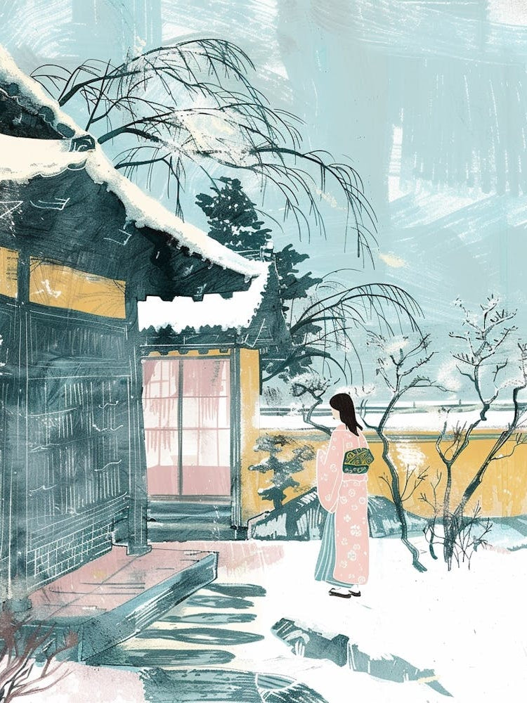 Nara Japan 4 Retro Illustration