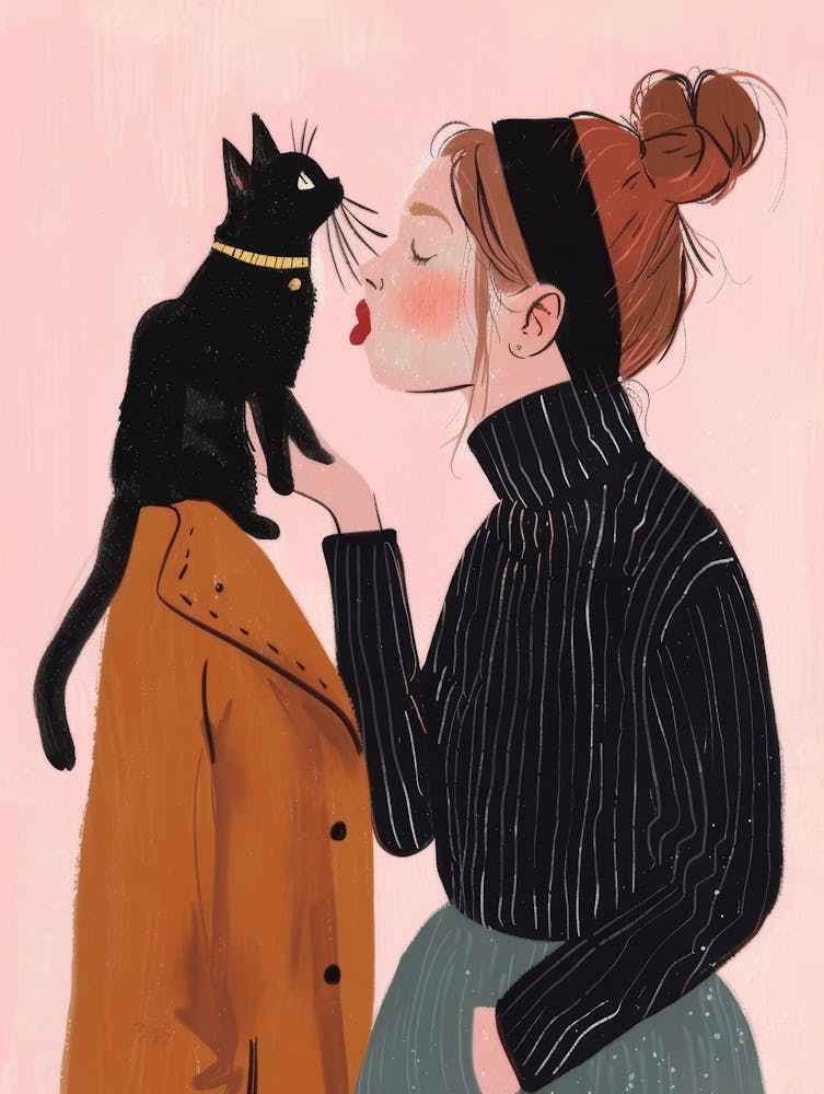 Cat Kissing Girl