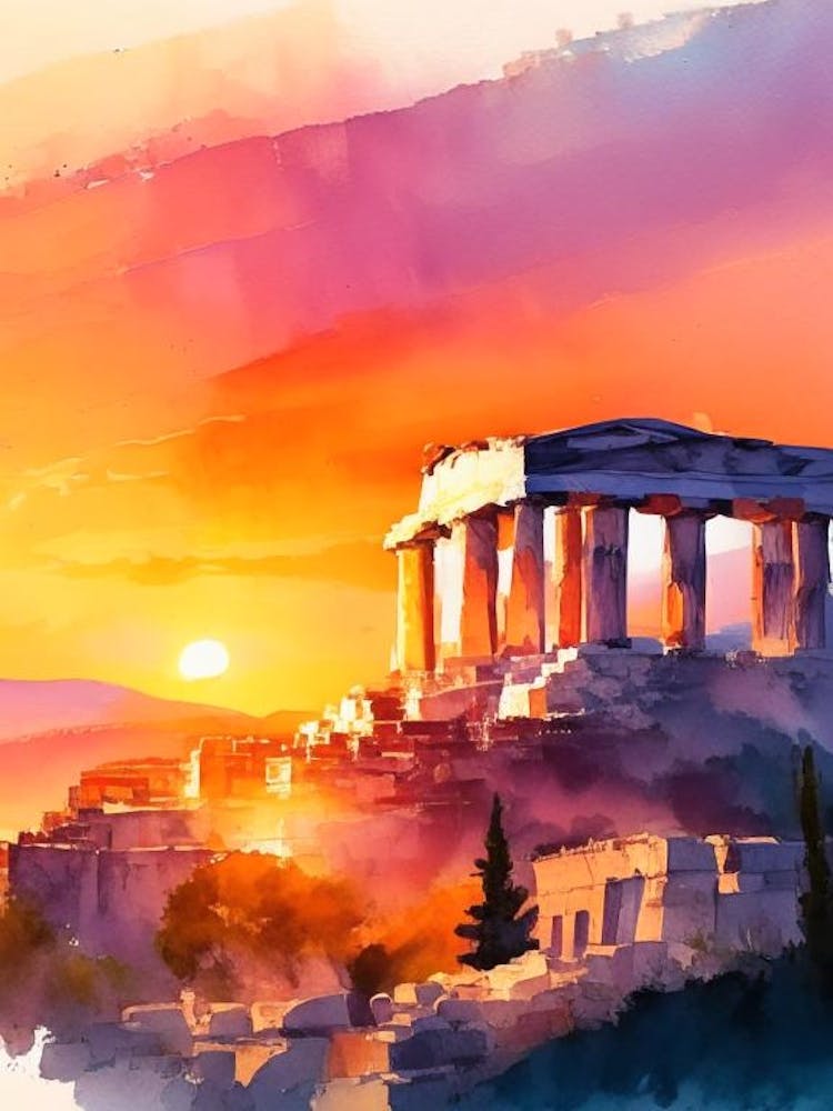 The Acropolis Watercolour