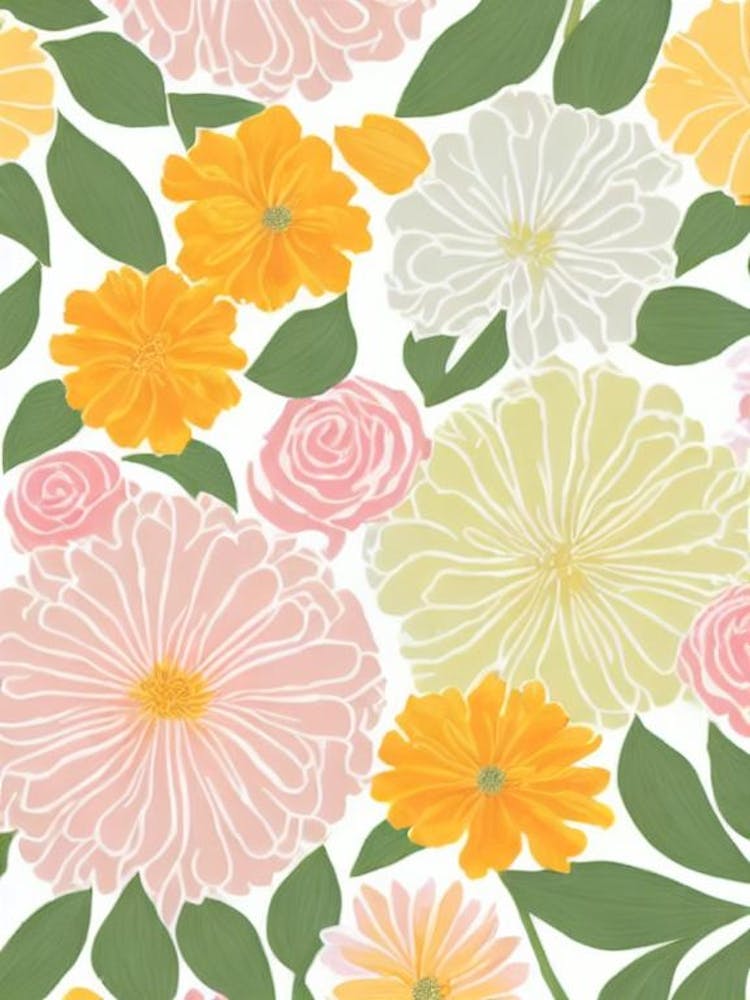 Marigold Pastel Floral 1 Flower