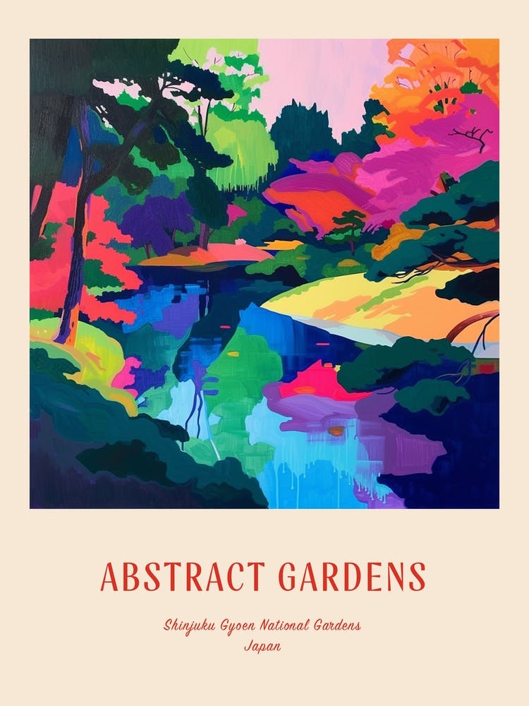Colourful Gardens Shinjuku Gyoen National Gardens Japan 3 Red Poster