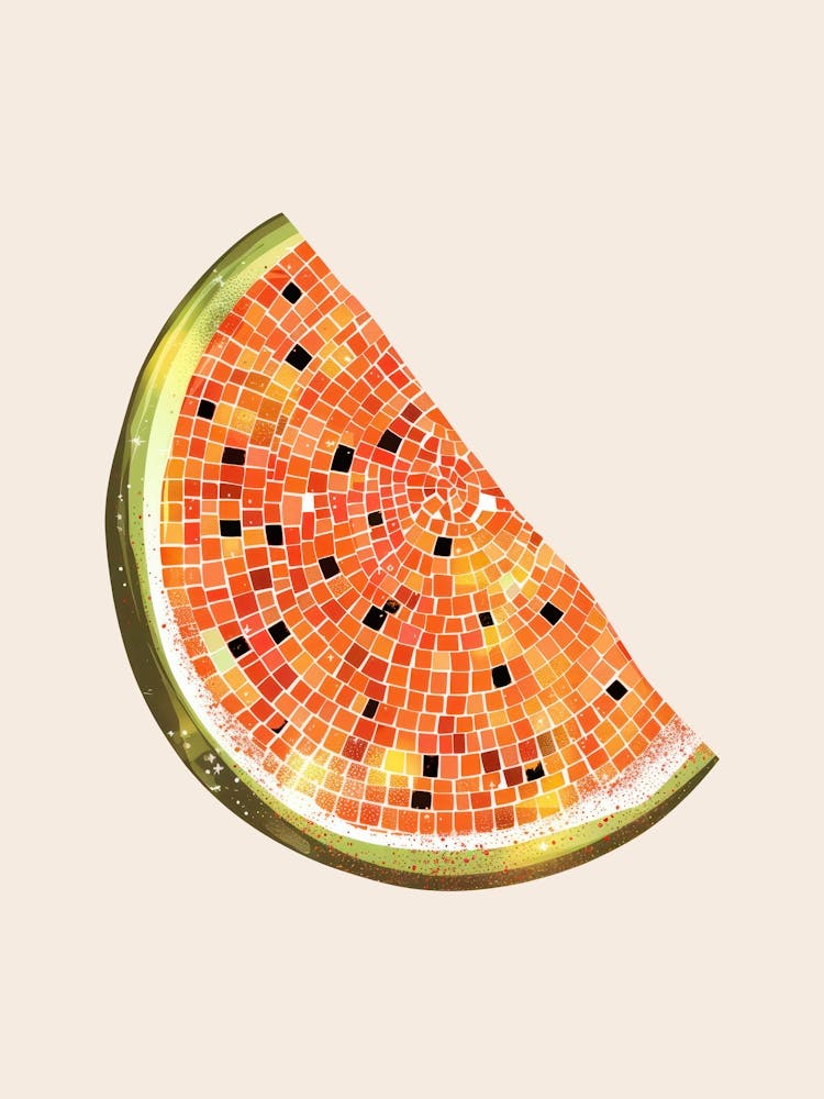 Disco Ball Watermelon Slice Art Disco Poster Trendy Aesthetic Art Food Kitchen