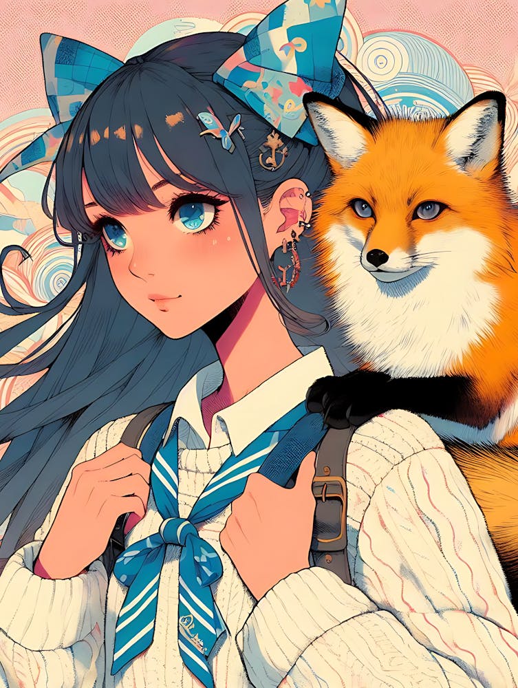 Anime Girl With Fox