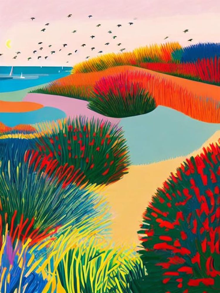 Formby Beach, Merseyside Hockney Style