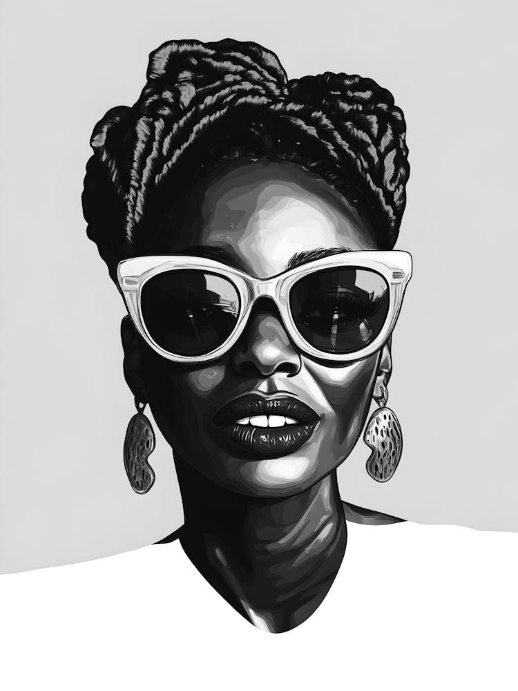 Jeune Fille Noire En Lunettes De Soleil