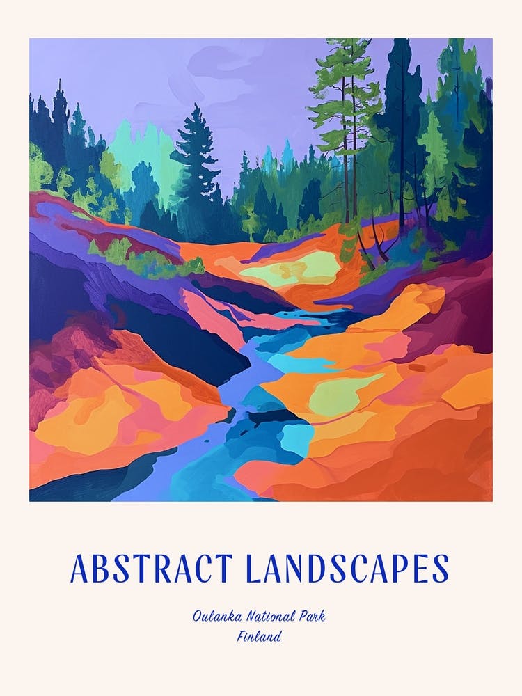 Colourful Abstract Oulanka National Park Finland 3 Poster Blue