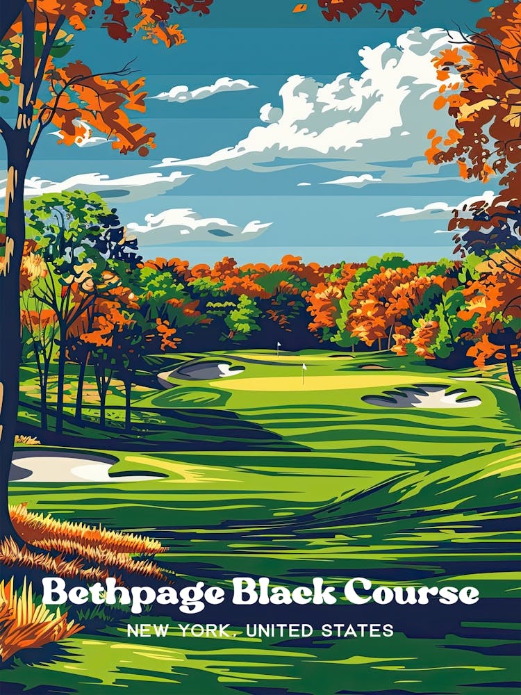 Bethpage Black Course New York Long Island Art Illustration