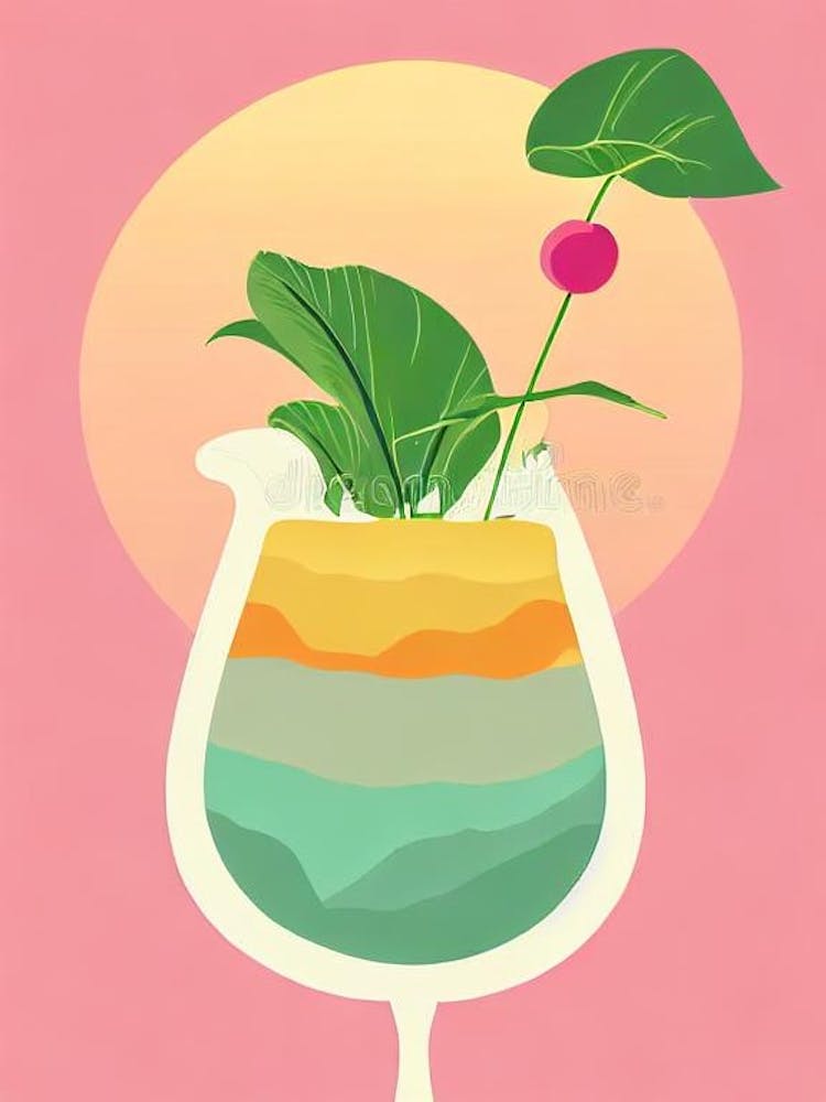 Cava Retro Pink Cocktail Poster