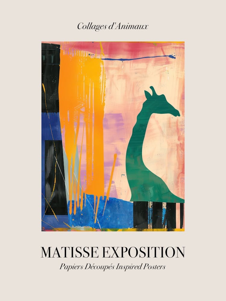 Giraffe 5 Matisse Inspired Exposition Animals Poster
