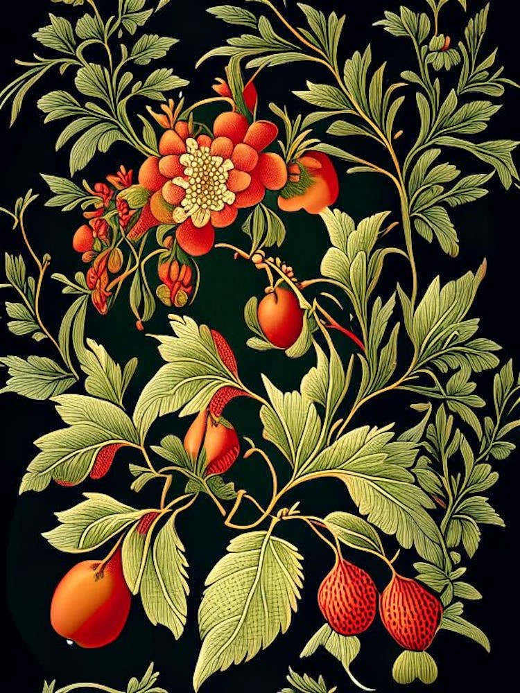 Firethorn 2 Floral Botanical Vintage Poster Flower