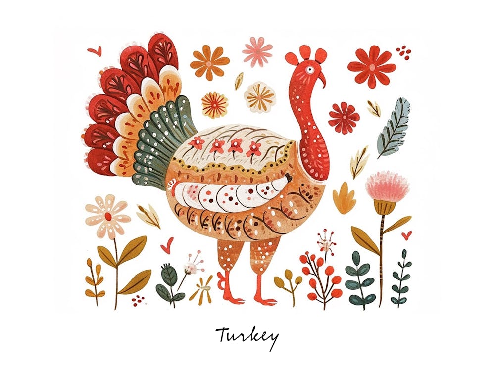Little Floral Turkey 1 Poster