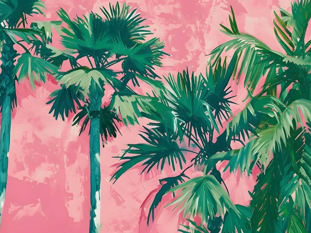 Palm Trees On Pink Wall