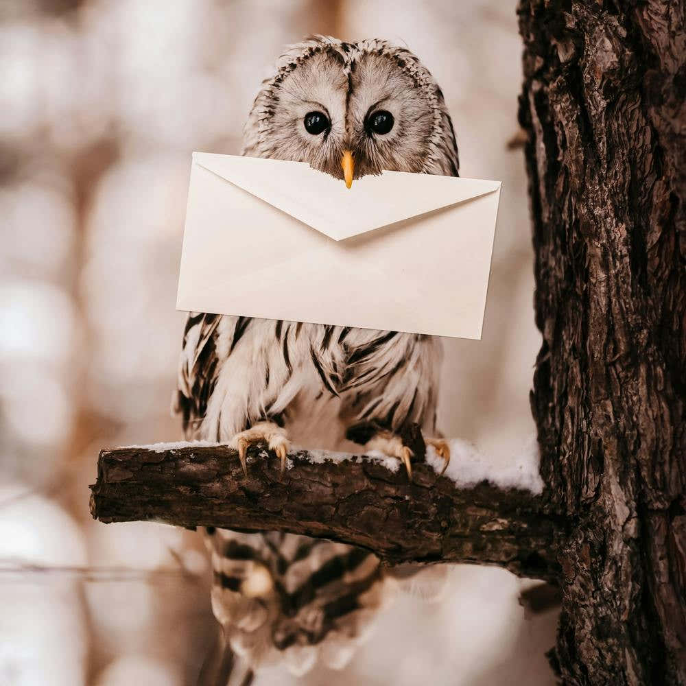Owl Holding An Envelope