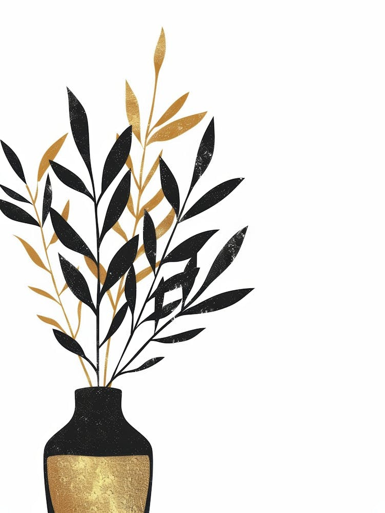 Gold Leaves In A Vase 2