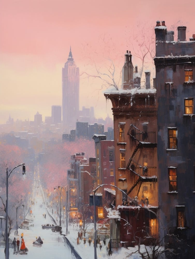 Dreamy Winter Painting New York City Usa 3